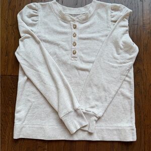 LOFT Cream Puff-Sleeve Henley Sweatshirt